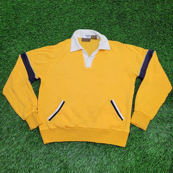Vintage 90s MOD Collared Sweatshirt Medium 21x23 Crop Baggy - Picture 1 of 12